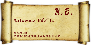 Malovecz Béla névjegykártya