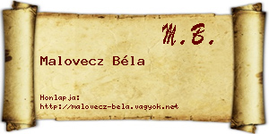 Malovecz Béla névjegykártya